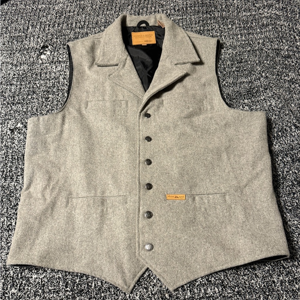 Panhandle Powder River Outfitters Men's Heather Grey Wool Vest